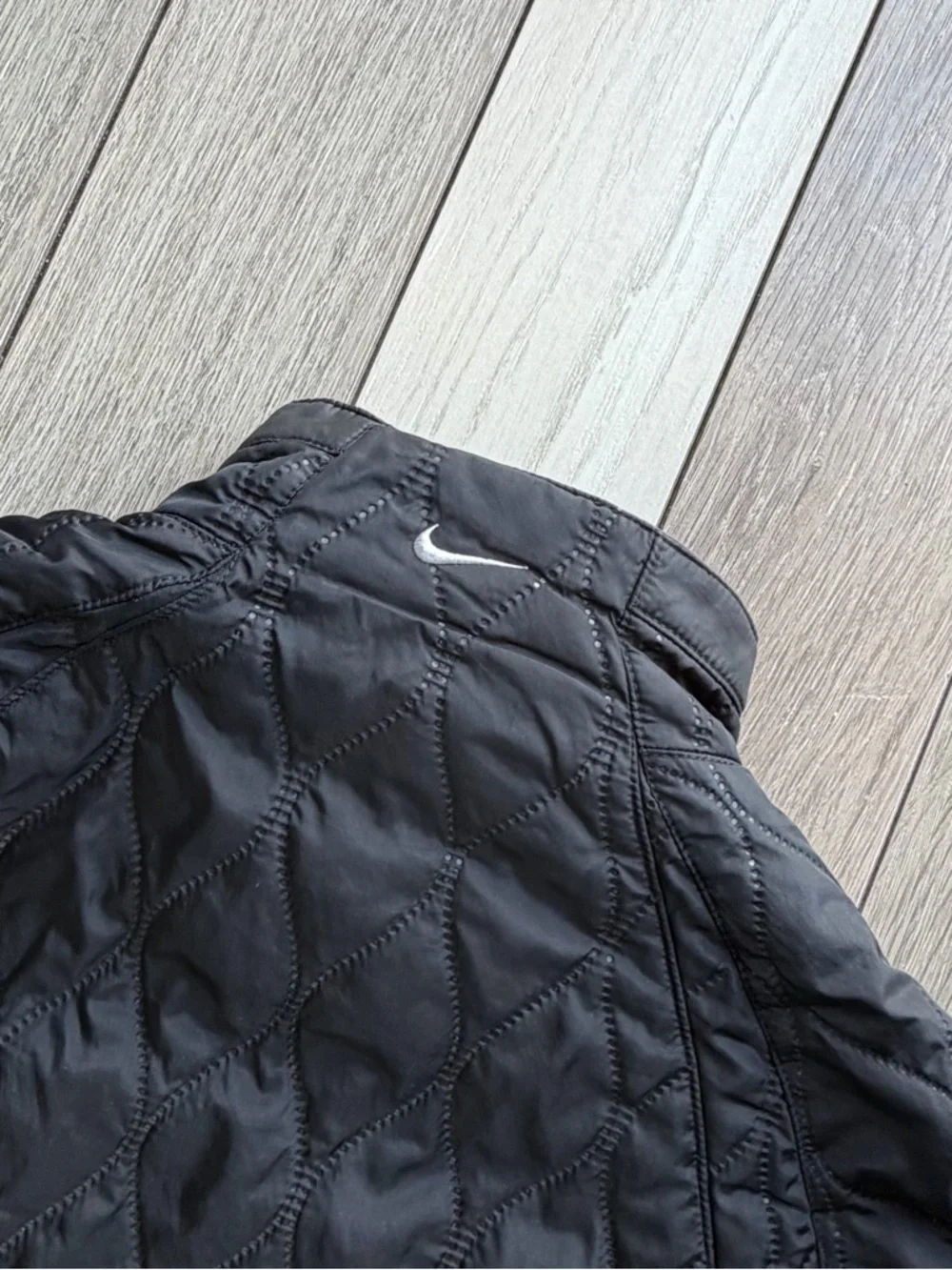 Nike Black Quilted Jacket with Logo Zipper Pull (Women’s)